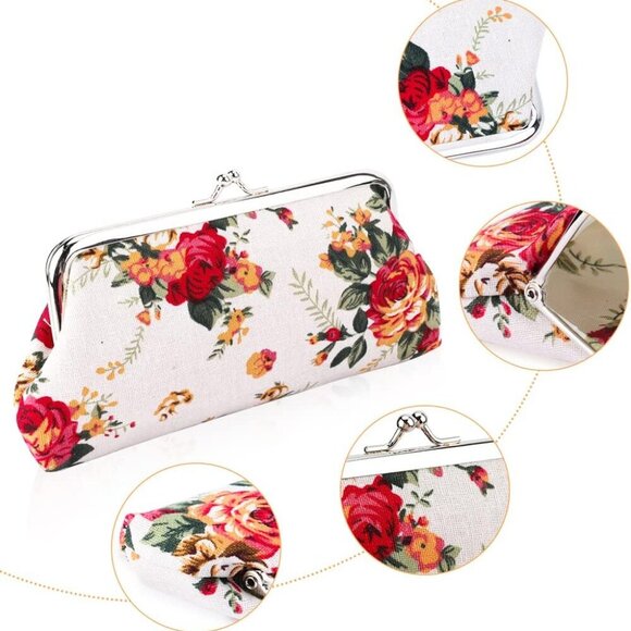 2 Packs Large Coin Purse Floral Cell Phone Pouch Clasp Wallet Handbags Change Po - Picture 3 of 10